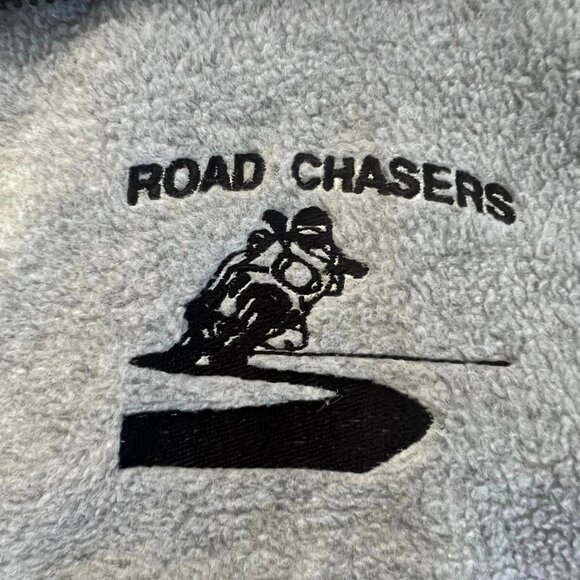 Size Large Light Gray Full Zip Fleece Jacket Road Chasers Motorcycle Logo - Picture 4 of 9